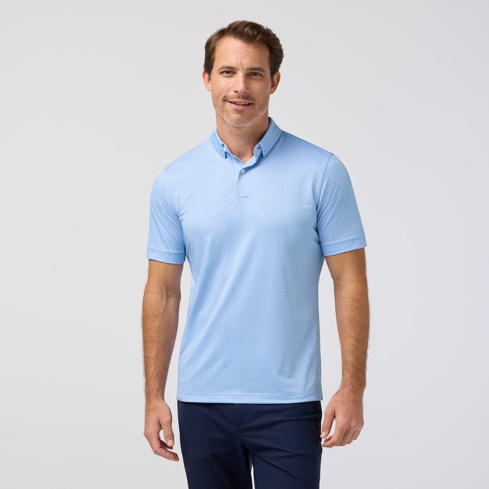 Mizzen+Main Halyard SS Polo Cloud Blue Tonal Dot Large Classic New With Tags